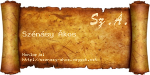 Szénásy Ákos névjegykártya